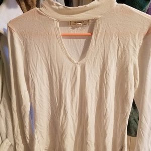 Sheer white faux turtleneck top